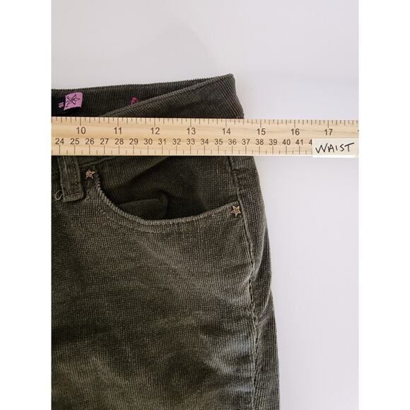 Youth BUBBLEGUM Green Tight Corduroy Flare Cuff 90s Jeans SZ 16 (26" Waist) - Picture 7 of 8